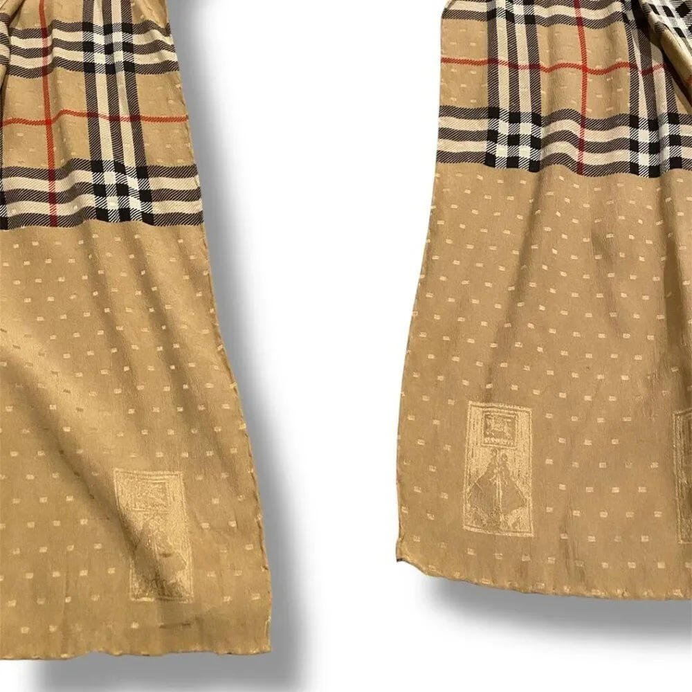 Burberry Beige Nova Check & Polka Dot Silk Scarf